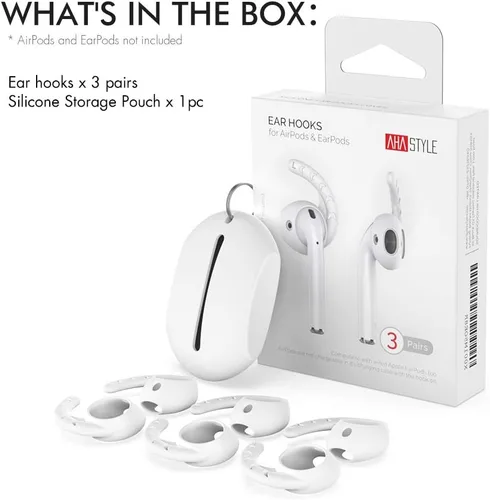 Miniatura 6 de AhaStyle 3 pares de ganchos para las orejas para AirPods, accesorios de silicona compatibles con auriculares Apple AirPods y EarPods (blanco leche)