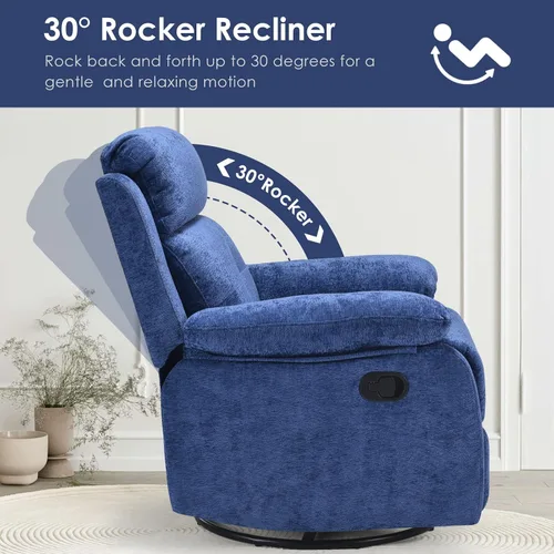 Miniatura 4 de Silla reclinable giratoria pequeña para adultos y mujeres, para espacios pequeños, dormitorio, sala de estar Azul