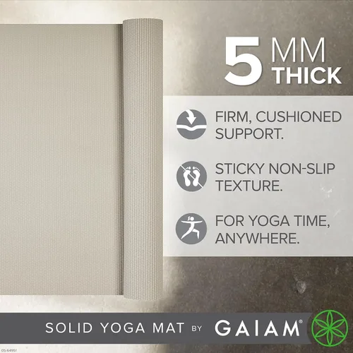 Miniatura 2 de Gaiam - Esterilla de yoga de calidad superior de 5mm, lisa, gruesa y antideslizante para todo tipo de ejercicios de yoga, pilates y gimnasia