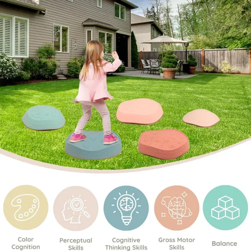 Miniatura 6 de Fanboxk - Piedras de equilibrio para niños, piedras sensoriales antideslizantes para promover habilidades de equilibrio y coordinación en niños