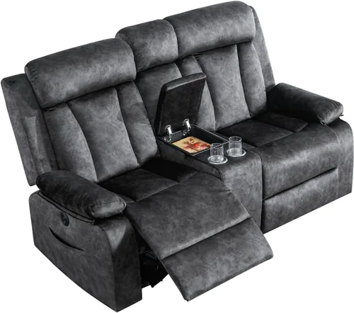 Miniatura 7 de GUEAPY Sofá reclinable de dos plazas - Sofá reclinable de dos plazas con consola, sofá reclinable doble con calor y masaje, sofá reclinable Gris