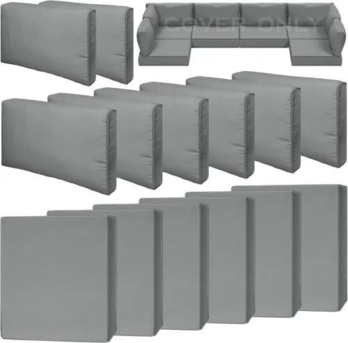 Miniatura 12 de Juego de 9 piezas de fundas impermeables para cojines de patio al aire libre, juego de reemplazo para muebles de sofá seccional de ratán entretejido