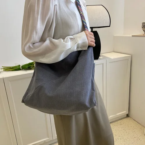 Miniatura 4 de Bolso de mano de pana para mujer, bolso de hombro grande para mujer, estilo bohemio, casual