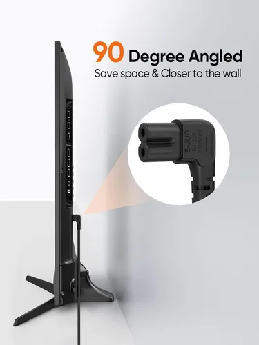 Miniatura 2 de CableCreation Cable de alimentación angular no polarizado de 2 ranuras en ángulo de 18 AWG (IEC320 C7 a Nema 1-15P), 3.0 ft / negro