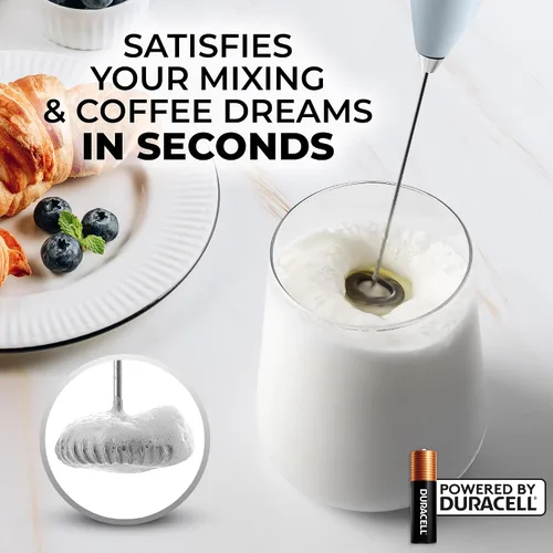 Miniatura 85 de Zulay Kitchen FrothMate Potente espumador de leche portátil y compacto para hacer espuma de mano, lattes, capuchinos Plateado transparente