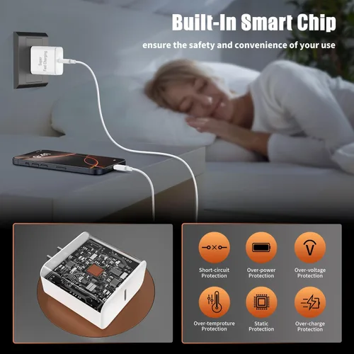 Miniatura 4 de Cargador para iPhone 17 16 Pro Max de carga rápida, cargadores USB C súper rápidos de 45 W para iPhone 16 (6 pies+6 pies + 10 pies) tipo C con Blanco