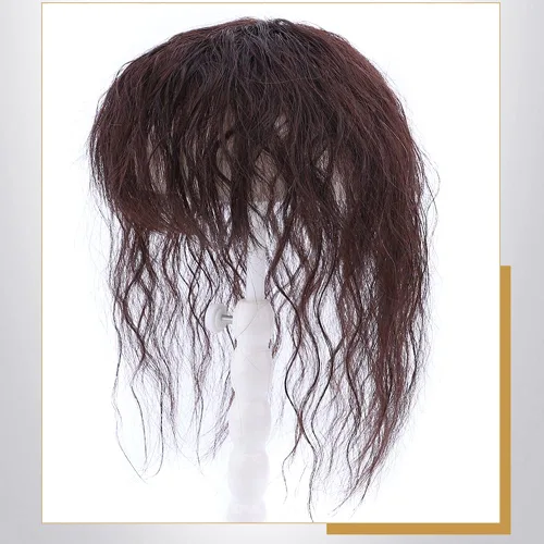 Miniatura 5 de YYDS Peluca de cabello humano con flequillo. Aumenta la cantidad de cabello en la parte superior de la cabeza para cubrir el cabello blanco Negro