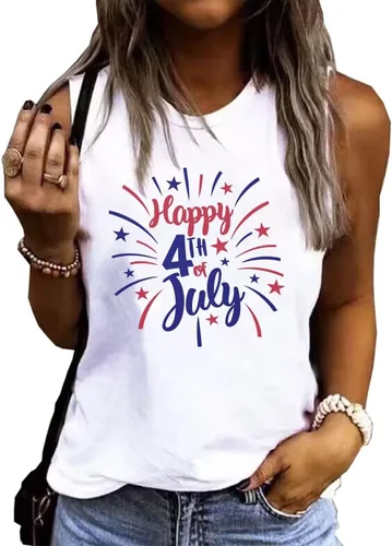 AIMITAG Camiseta sin mangas con la bandera estadounidense para mujer, 4 de julio, patriótica, sin mangas, patriótica, camiseta sin mangas con