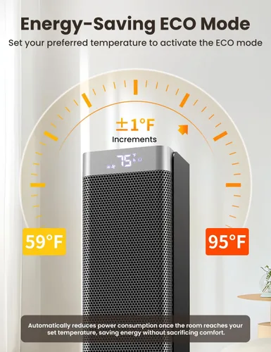 Miniatura 3 de Calentadores de espacio para uso en interiores, calentador eléctrico de cerámica PTC de 1500 W con termostato, pantalla de temperatura ambiente