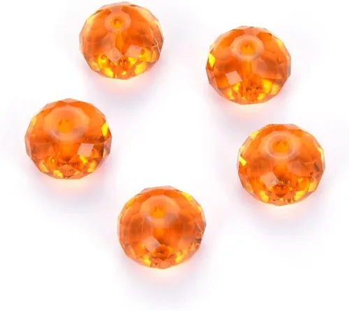 Miniatura 2 de Adabele - 100 cuentas de cristal Rondelle sueltas facetadas austriacas de 0.315 pulgadas (0.315 in), espaciador de sol naranja compatible