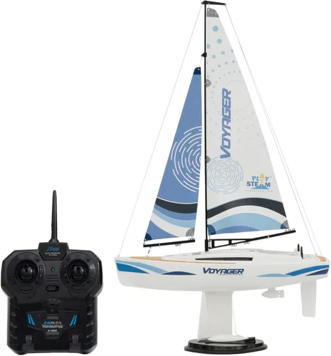 Miniatura 2 de Voyager 280 2.4GHz RC Motor Powered Velero en azul - 17.5" de alto