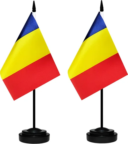 Miniatura 31 de Juego de banderas de escritorio de México, paquete de 2 banderas de mesa mexicanas, mini bandera de escritorio pequeña con poste negro sólido de 12