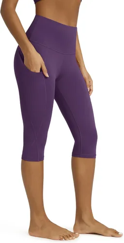 Miniatura 147 de ODODOS - Leggings capri de cintura alta para mujer con bolsillos, control de abdomen, no se transparentan, para entrenamiento atlético, running