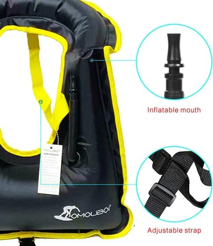 Miniatura 3 de Chaleco de esnórquel para adultos, chaleco de natación inflable para mujeres/hombres, chalecos de natación para kayak, remo, pesca, surf, esnórquel