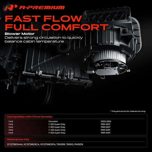 Miniatura 2 de A-Premium Motor soplador de calefactor HVAC con rueda compatible con Ford Excursion 2000-2005, F-250 Super Duty, F-350 Super Duty, F-450 Super Duty