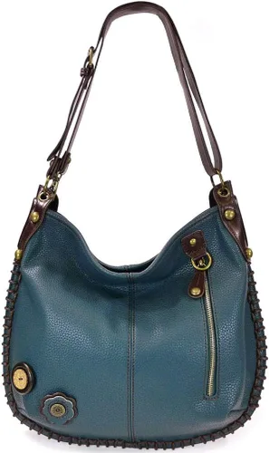 Miniatura 3 de Chala Bolsos de mano estilo casual suave con hombro grande o bolso cruzado con llavero color azul marino Búho