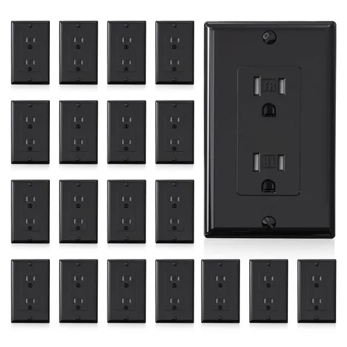 Miniatura 20 de ELEGRP Toma de corriente decorativa de pared, resistente a manipulaciones, 15 amperios, enchufe eléctrico de pared estándar, grado residencial