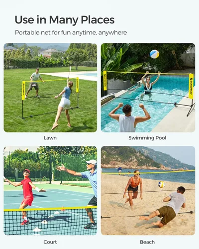 Miniatura 5 de SONGMICS - Red de bádminton ajustable en altura, red de voleibol, red de pickleball para tenis junior, niños, cancha interior y exterior, red
