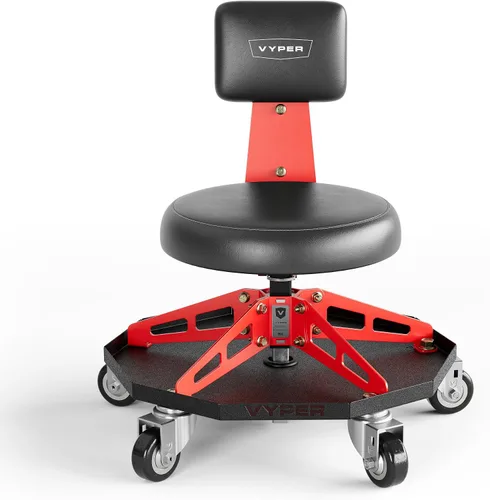 Miniatura 9 de Vyper - Silla de Taller de Acero Resistente para Mecánicos, Automotriz, Bricolaje - Taburete de Garaje con Capacidad de 300 lb, Respaldo y Ruedas