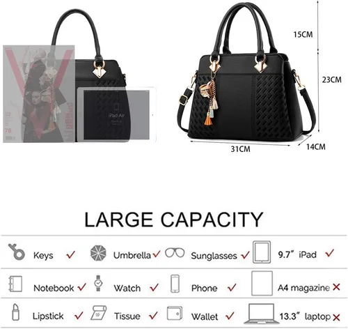 Miniatura 8 de Bolso de mano con asa superior para mujer, bolso de cuero PU