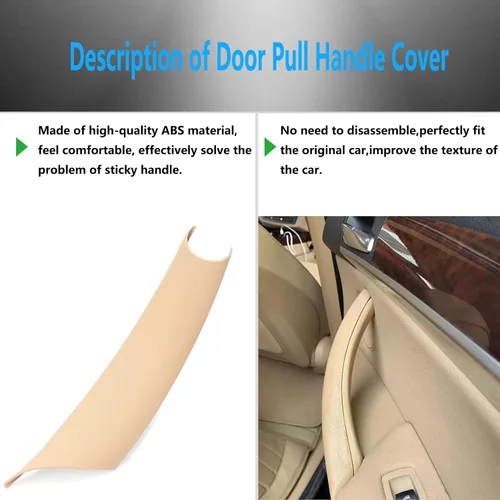 Miniatura 4 de Funda de Manija de Puerta Compatible con BMW X5 Serie E70/E70 LCI 2008-2013, BMW X6 Serie E71/E72 2008-2014 (3 Piezas) (Beige)