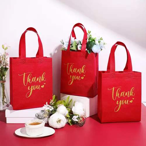 Miniatura 2 de Sweetude 30 Bolsas de Regalo de Agradecimiento con Asas al Por Mayor Reutilizables Bolsa de Dulces No Tejida Plegable Bolso de Mano para Regalos