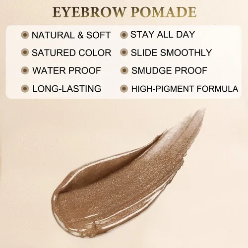 Miniatura 3 de Pomada de cejas – Pomada de cejas impermeable para resultados duraderos, fórmula a prueba de manchas y resistente al sudor, maquillaje natural