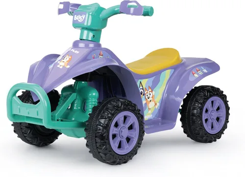 Bluey ATV Quad de 6 V para niños, juguete potente y seguro con batería recargable, conducción hacia adelante y hacia atrás, capacidad máxima de peso