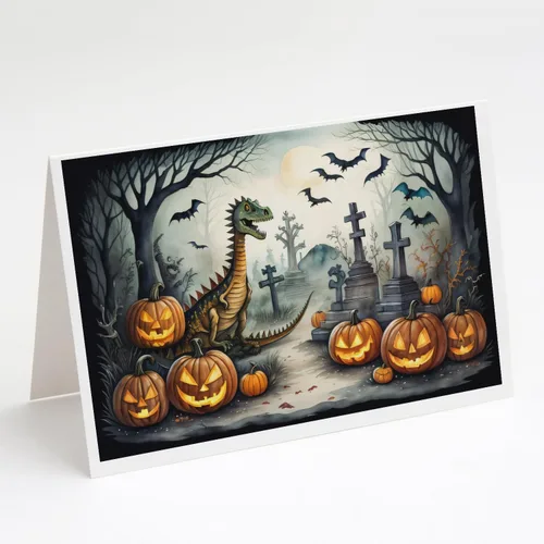 Miniatura 79 de Caroline's Treasures DAC2223GCA7P - Tarjetas de felicitación y sobres de Halloween espeluznantes de gato negro, paquete de 8 tarjetas en blanco