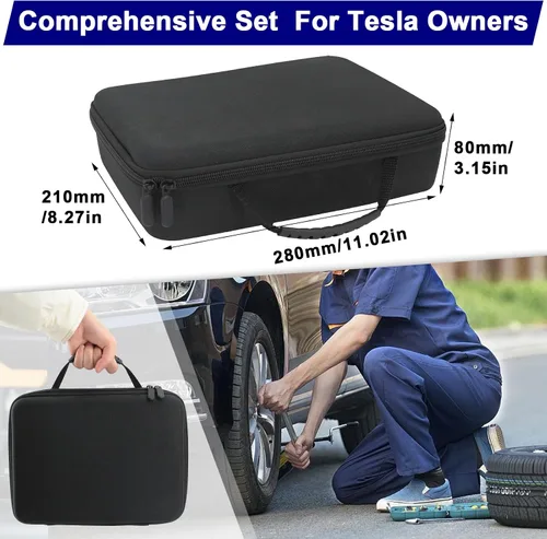 Miniatura 6 de 4 almohadillas de elevación para Tesla Model 3/Y/S/X con kit de reparación de neumáticos y bomba de inflado digital de neumáticos, compresor