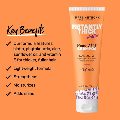 Miniatura 3 de Marc Anthony Champú para engrosar el cabello - Fórmula ligera de biotina y aloe para cabello más voluminoso, más grueso y lleno Champú grueso al