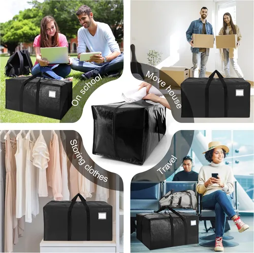 Miniatura 6 de VELVETSURE Paquete de 12 bolsas de mudanza extra grandes resistentes con correas de mochila, asas fuertes y cremalleras, bolsas de almacenamiento