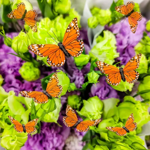Miniatura 3 de YCHTEWY - Decoración de mariposa monarca, juego de 12 decoraciones de mariposa de plumas con clip, 3.75", naranja..