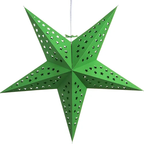 Miniatura 11 de Linterna de papel en forma de estrella azul verdoso del Caribe con cable de alimentación de 12 pies incluido