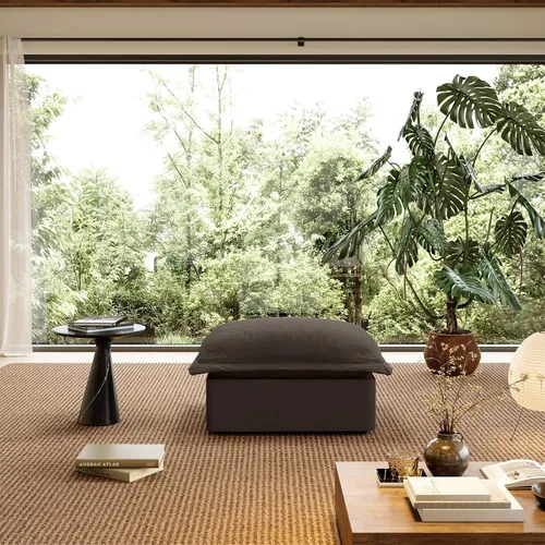 Miniatura 33 de Sofá modular de mezcla de lino para sala de estar, cómodo sofá modular con relleno de plumón, moderno sofá cama convertible con asiento profundo