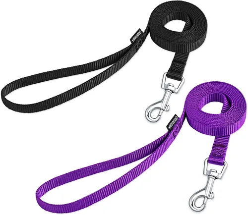 Miniatura 75 de AMAGOOD 6 pies de correas para cachorros/perros, correa de estilo tradicional resistente con gancho de cuello fácil de usar, correa para perros Negro