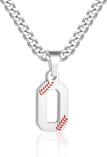 Miniatura 8 de Avotto Collar de béisbol con letra inicial de la A a la Z para niños y hombres, cadena cubana de acero inoxidable resistente que no se decolora