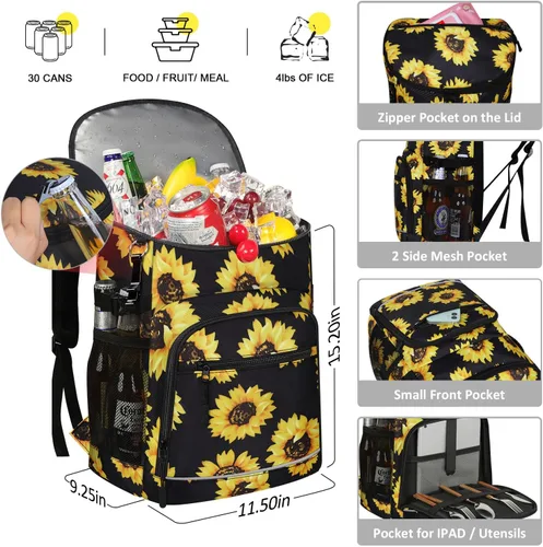 Miniatura 2 de Mochila enfriadora aislada a prueba de fugas, impermeable, mochila enfriadora de 30/45 latas, gran capacidad, ligera, para viajes, camping, playa