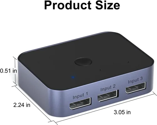 Miniatura 4 de Y.D.F Conmutador DisplayPort 8K @60Hz 3 en 1 Salida DP1.4 32.4Gbps Caja de conmutación de transferencia de datos Soporte de aluminio 4K @120Hz HDR