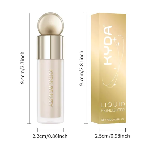 Miniatura 7 de KYDA Iluminador líquido, brillo natural con tinte, acabado sedoso y duradero, cobertura ligera y cremosa de seda, maquillaje para realzar el rostro