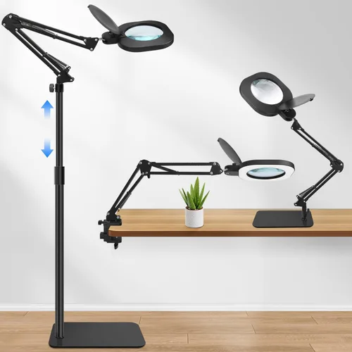 Lupa 15X con luz y soporte, lámpara de aumento 3 en 1, lupa con iluminación LED de atenuación continua, lupas iluminadas para trabajo cercano,
