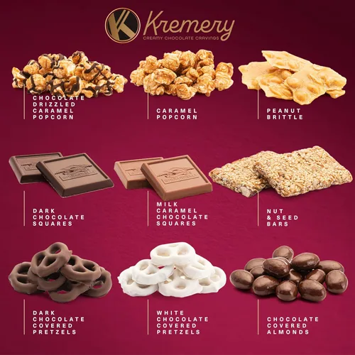 Miniatura 7 de KREMERY - Pretzels cremosos de chocolate cubiertos de chocolate, palomitas de maíz, nueces y dulces (premium, 2.5 libras) en bandeja de hierba