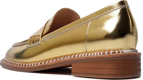 Miniatura 7 de Mocasines de cuero mate para mujer, estilo casual, sin cordones, punta redonda, tacón bajo grueso, zapatos de vestir de 1 pulgada