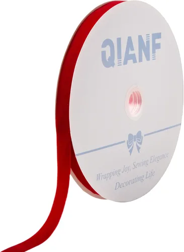 Miniatura 6 de QIANF Cinta de terciopelo, carrete de 1 1/2 pulgadas por 25 yardas (rojo)