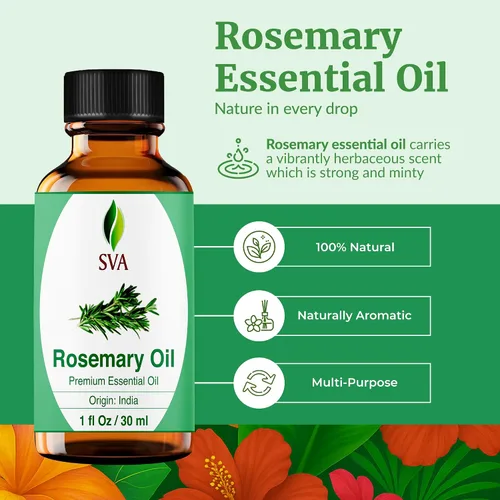 Miniatura 2 de SVA Aceite esencial de romero – 1 onza líquida – Aceite de romero 100% natural para el cabello, cara, cuidado de la piel, difusor, aromaterapia