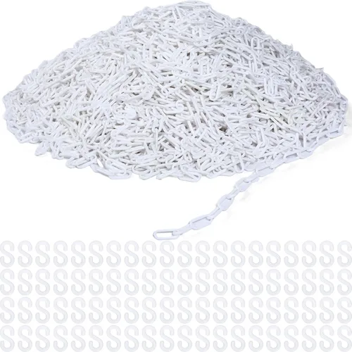 Miniatura 8 de Geelin Barrera de cadena de plástico de 600 pies, cadena de seguridad resistente a la intemperie, valla decorativa con ganchos en S para áreas