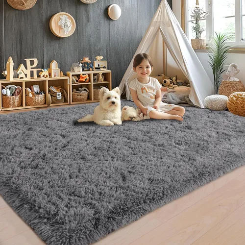 Miniatura 158 de Alfombras de área de 8x10 para sala de estar, alfombra shaggy grande ultra suave y esponjosa para dormitorio, alfombras de felpa mullida Blanco crema
