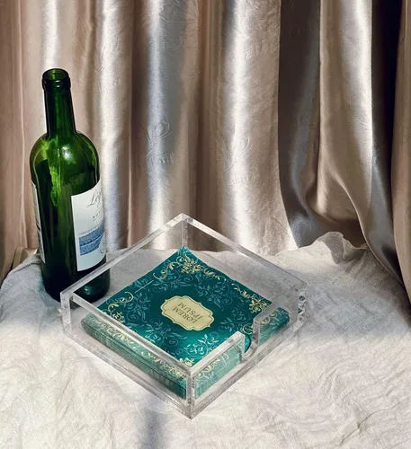 Miniatura 2 de IEEK Servilletero de papel de cóctel acrílico, servilleta decorativa transparente para cócteles, servilletero, paquete de 1