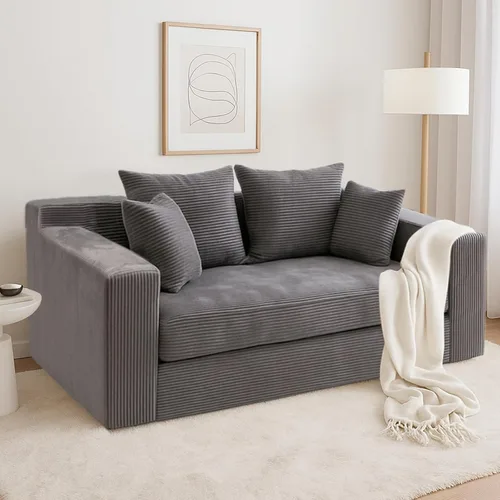 Miniatura 9 de cidludto Sofá cama convertible 3 en 1, sofá cama plegable plegable – Sofá cama sin hueso y futón en el suelo, sofá cama extraíble de pana con 4 Gris