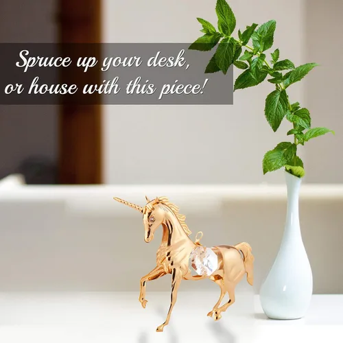 Miniatura 5 de Matashi Adorno de unicornio chapado en oro de 24 quilates, decoración para el hogar, oficina, regalo único para el día de la madre, día de San